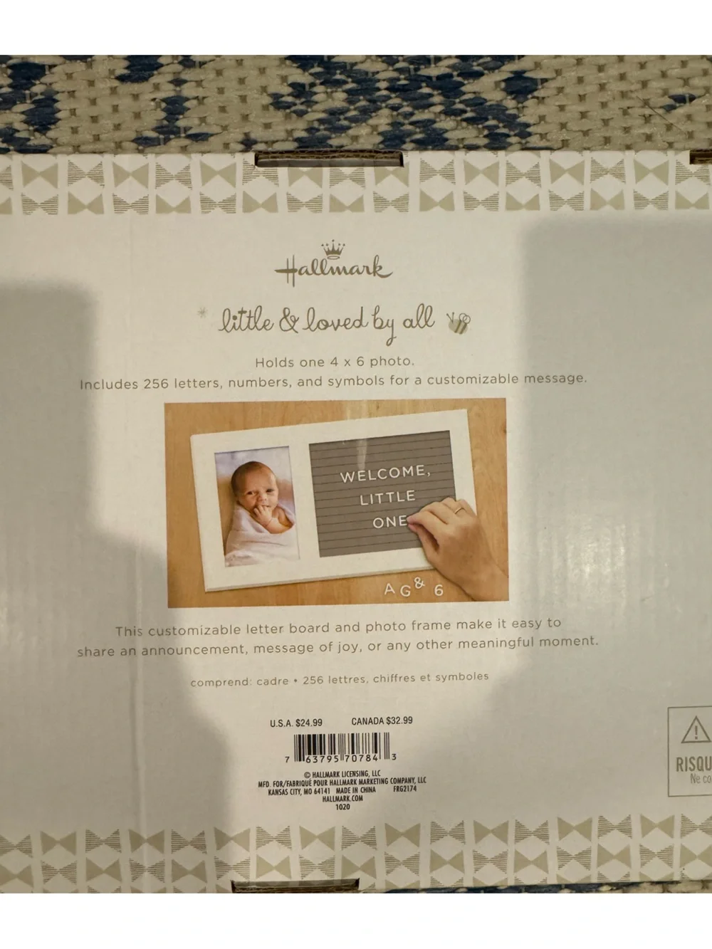 Hallmark Cream Frame with Gray Felt Letter Board
